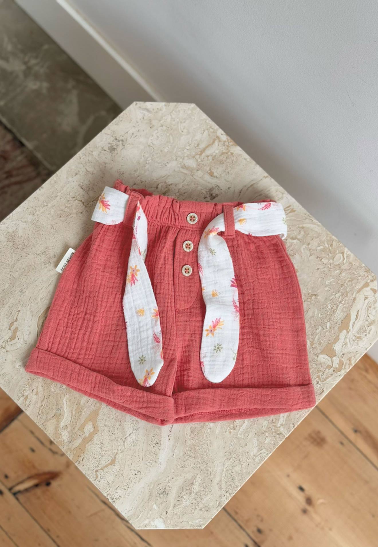 Short Enfant En Gaze De Coton Fiesta Rose Short Enfant En Gaze De Coton Fiesta Rose