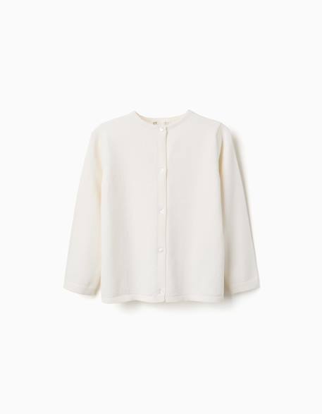Fille-Pull, gilet, sweat-Gilet-Gilet en maille à col rond