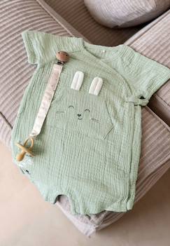 -Barboteuse bébé en gaze de coton ouverture croisée frimousse