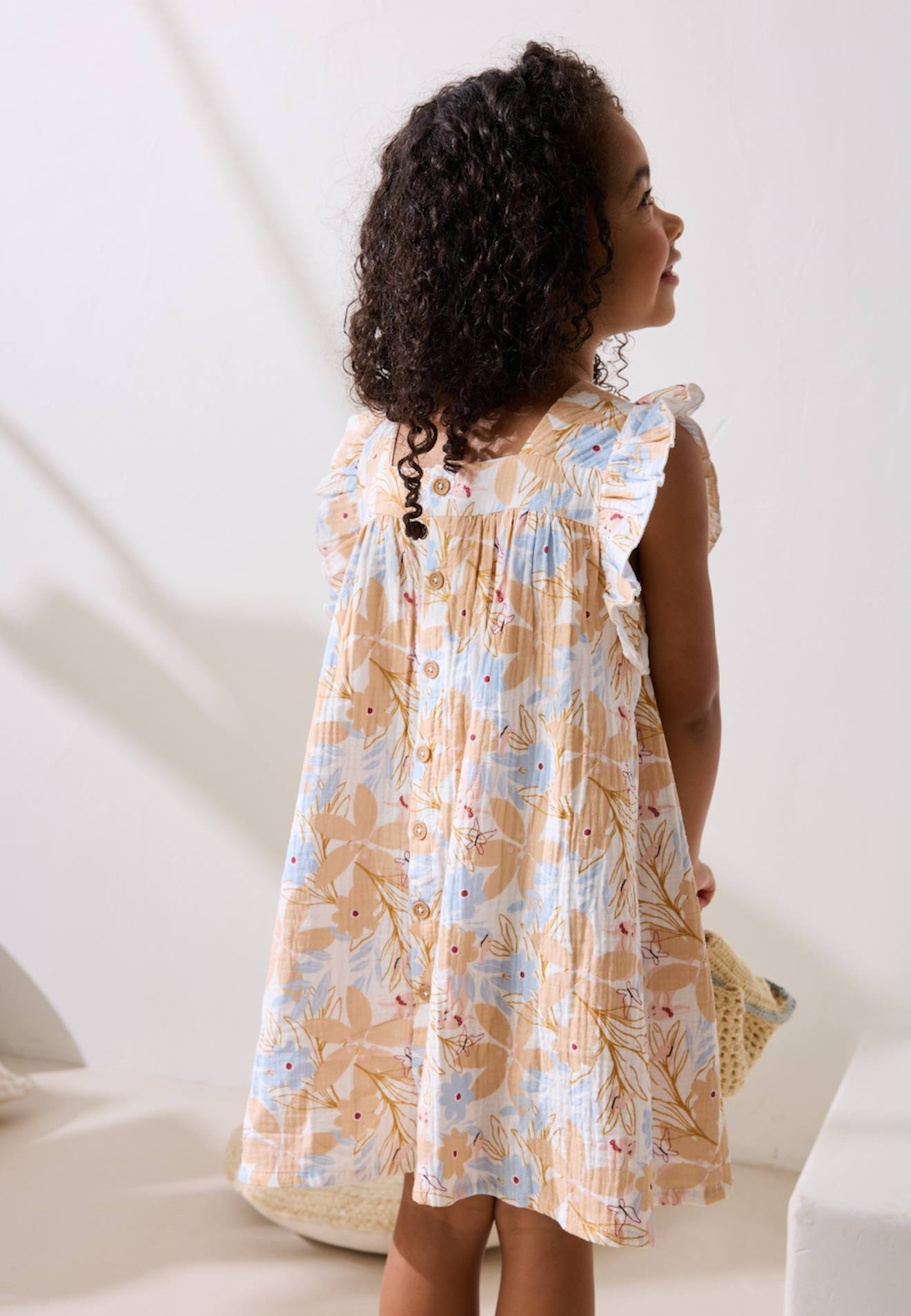Robe Enfant En Gaze De Coton Praline Peche
