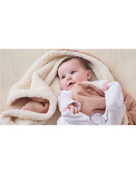 Couverture en coton biosherpa Beige+Bleu+Marron+Rose 22 - vertbaudet enfant 