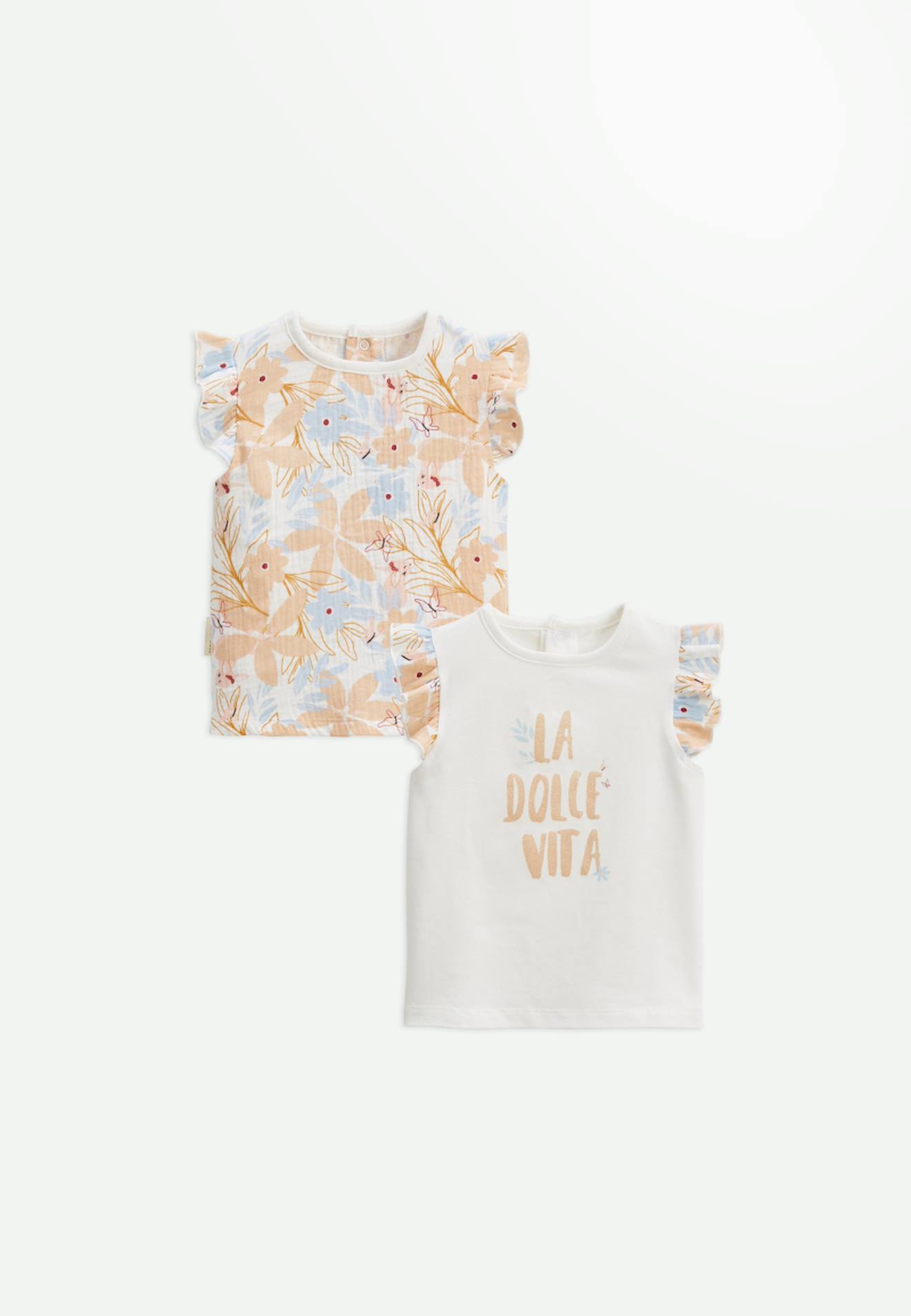 Lot De 2 T-shirts Enfant Manches Courtes Praline Peche