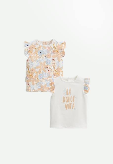 Lot de 2 t-shirts enfant manches courtes praline  - vertbaudet enfant
