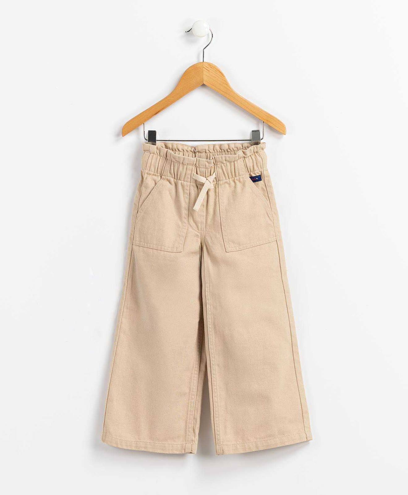 Pantalon 100% Coton Fille Beige