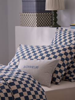 Linge de maison et décoration-Housse de coussin petits carreaux brodée