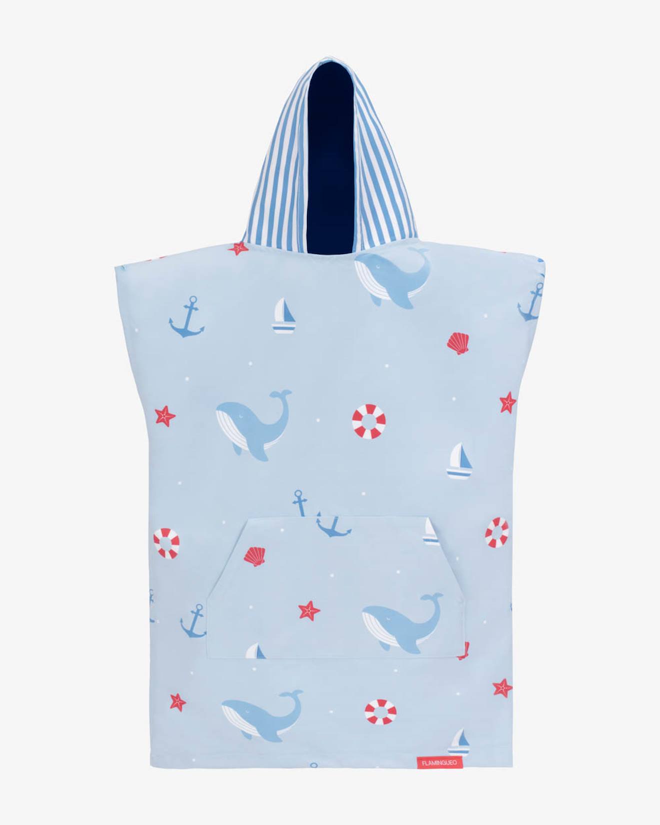 Poncho De Bain A Capuche Enfant Microfibre Blue