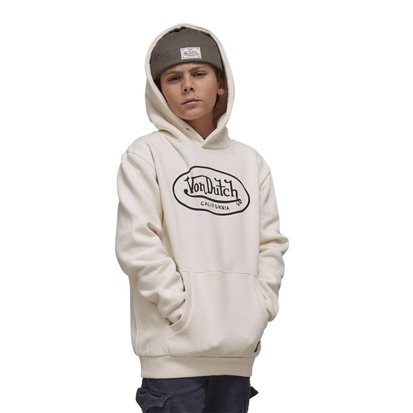 Sweat À Capuche Garçon Brand Blanc Crème/noir Sweat À Capuche Garçon Brand Blanc Crème/noir