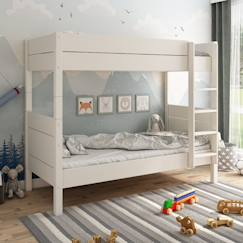 Chambre et rangement-Lit superposé séparable avec matelas pin massif achille
