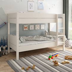 Chambre et rangement-Lit superposé séparable avec matelas pin massif achille