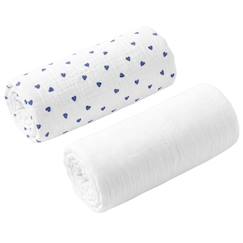 Linge de maison et décoration-Linge de lit bébé-Lot de 2 draps housses couffin en gaze de coton lovio
