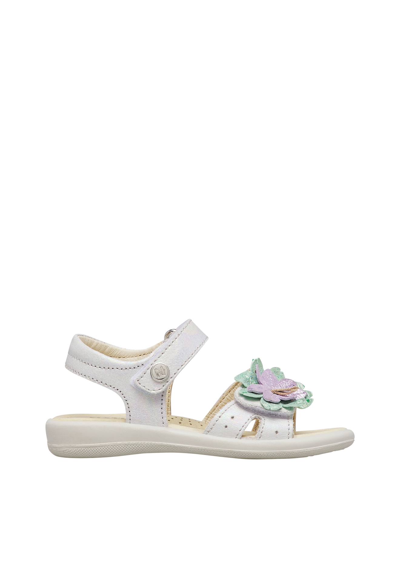 Sandales En Cuir Avec Fleurs Mieli Blanc