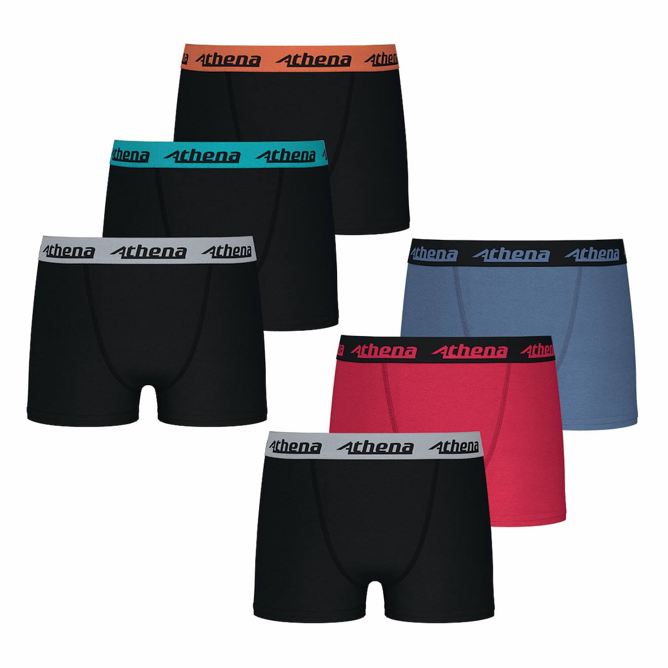 Lot De 6 Boxers Garçon Ecopack Trio Choc Noir-bleu-rouge
