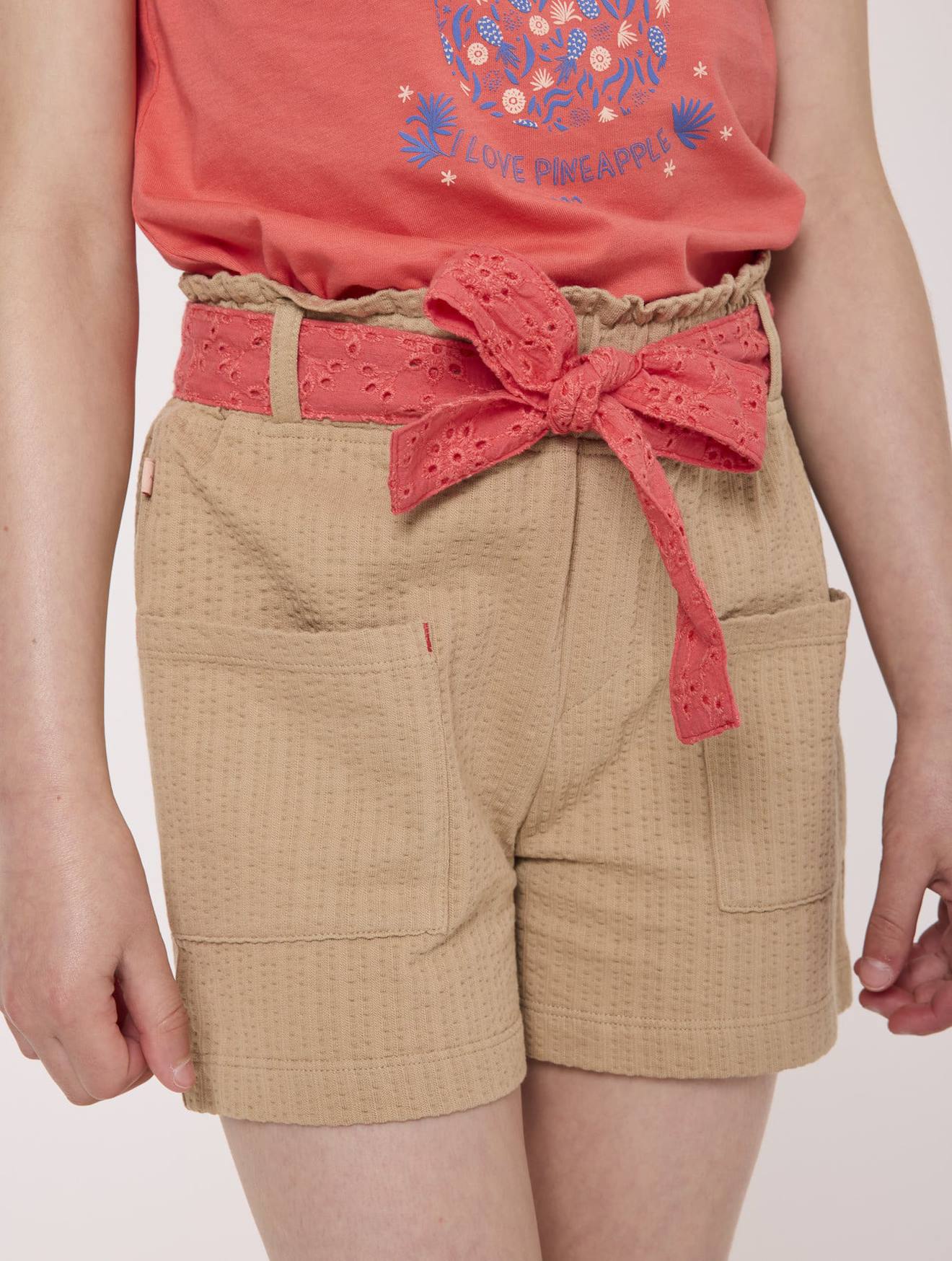 Short 100% Coton Fille Beige