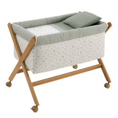 Berceau à pieds croisés en bois de hêtre avec roulettes et matelas  - vertbaudet enfant