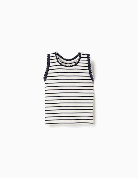 Fille-T-shirt, sous-pull-T-shirt-Débardeur en coton côtelé à rayures