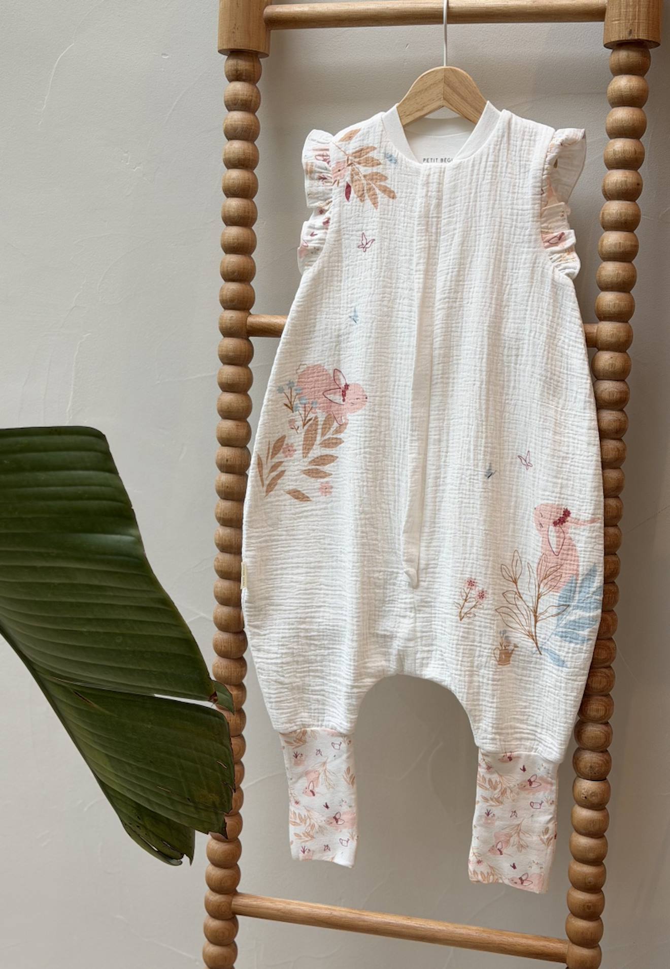 Turbulette Tog 0,5 En Gaze De Coton Avec Pieds Retroussables Praline Ecru