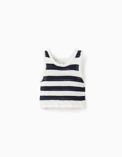Top sans manches en coton en maille à rayures  - vertbaudet enfant