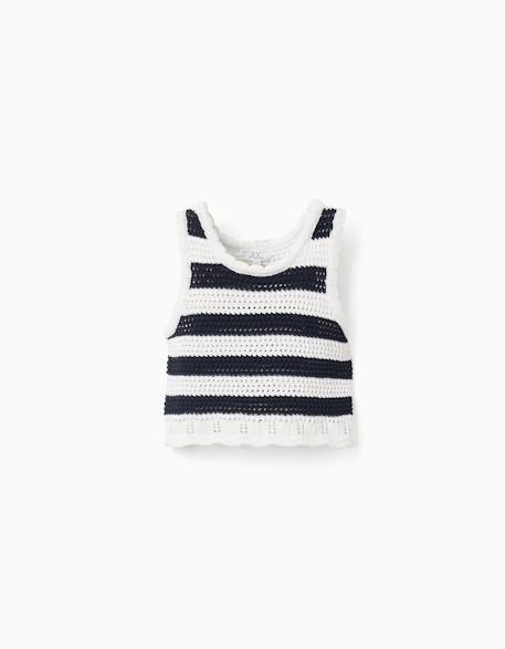 Top sans manches en coton en maille à rayures  - vertbaudet enfant