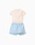 Body à rayures + short en jean Bleu clair 2 - vertbaudet enfant 