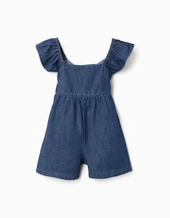 -Combishort en jean avec manches à volants