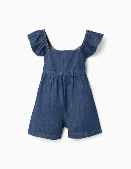 Fille-Combishort en jean avec manches à volants