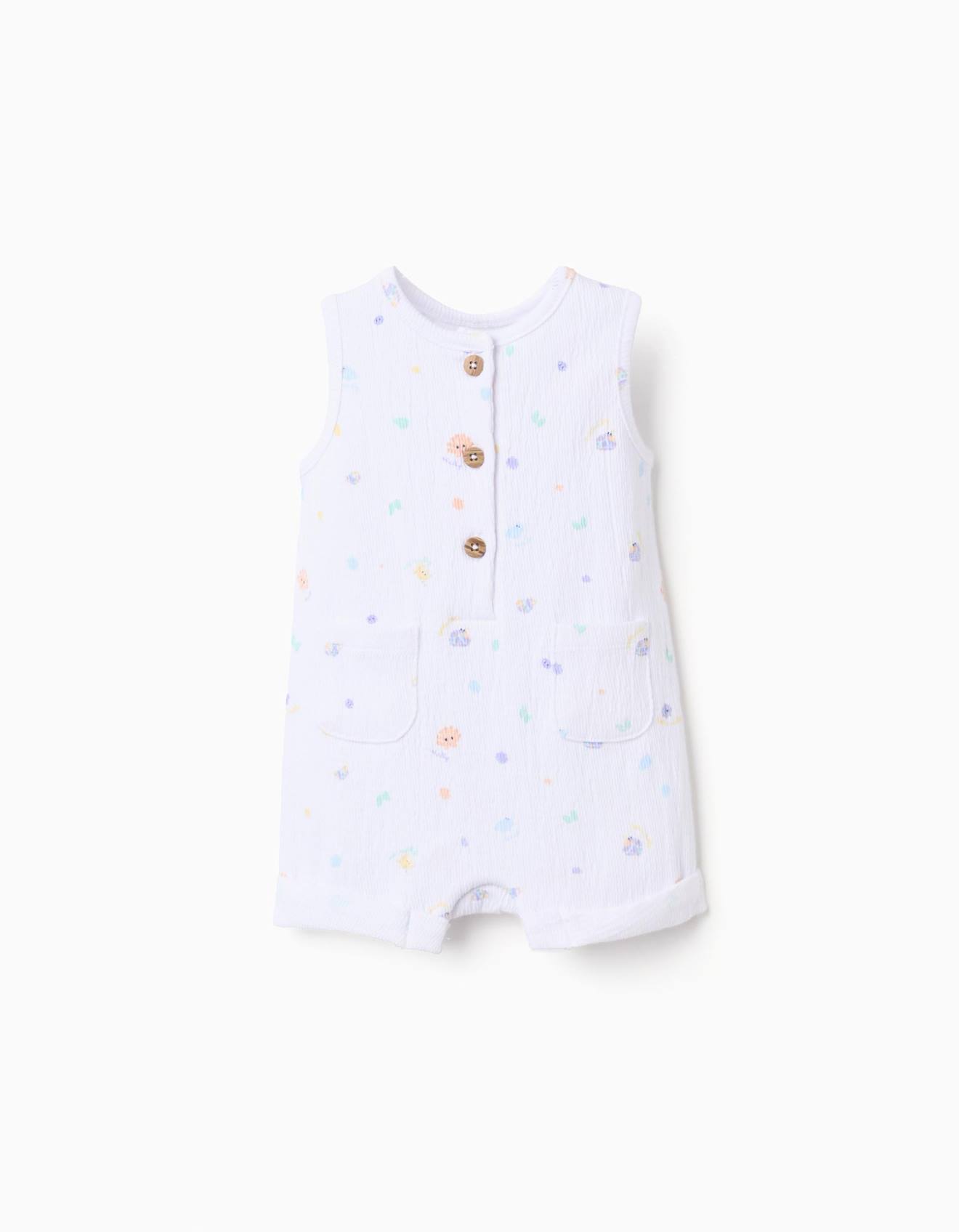 Combishort Sans Manches En Coton Avec Motif Coquillage Blanc 17$