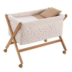 Berceau à pieds croisés en bois de hêtre avec roulettes et matelas  - vertbaudet enfant