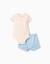 Body à rayures + short en jean Bleu clair 1 - vertbaudet enfant 