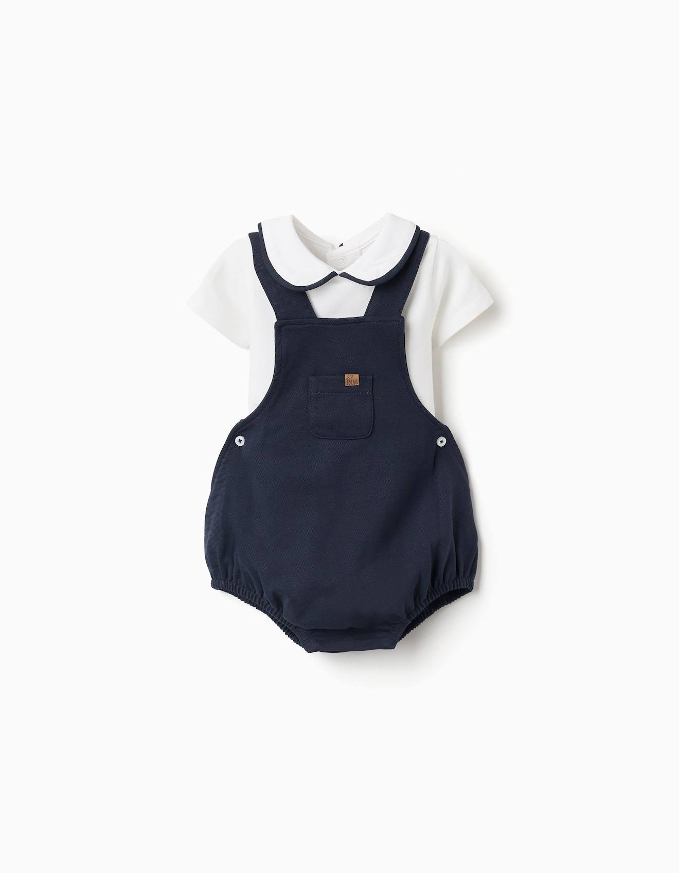 Ensemble Body En Coton + Barboteuse Blanc