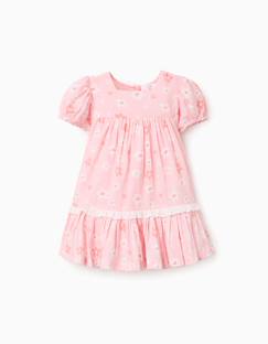 Bébé-Robe, jupe-Robe en coton à motif floral et manches ballon