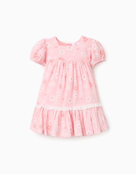 Bébé-Robe en coton à motif floral et manches ballon