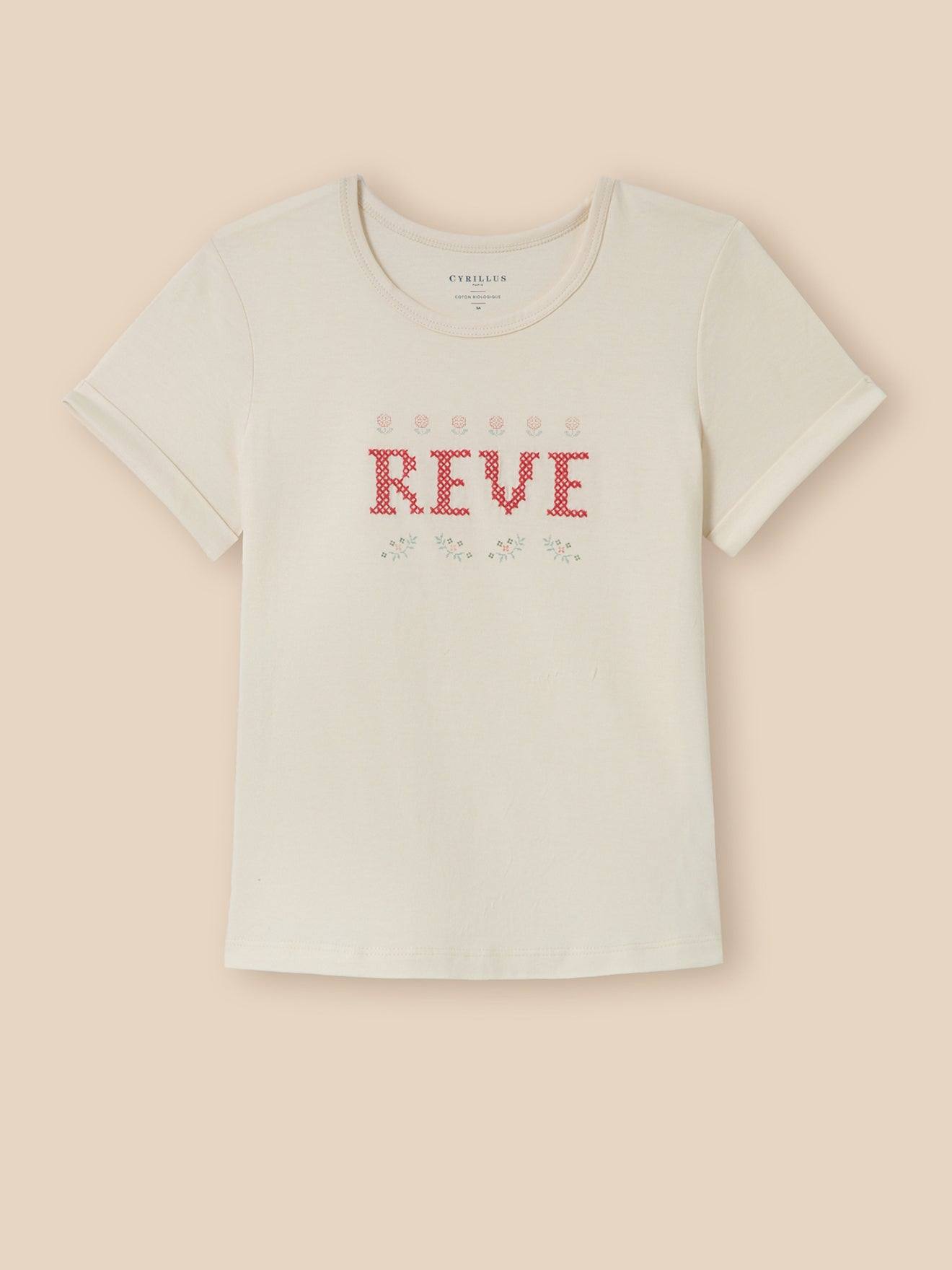 T-shirt Brodé - Coton Biologique Ecru