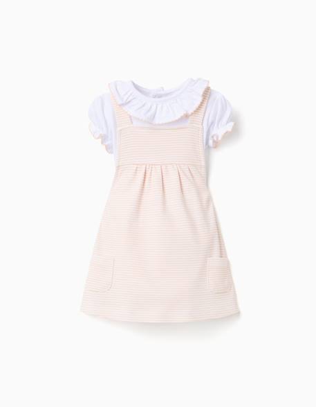 Bébé-Ensemble-Body + robe salopette à rayures