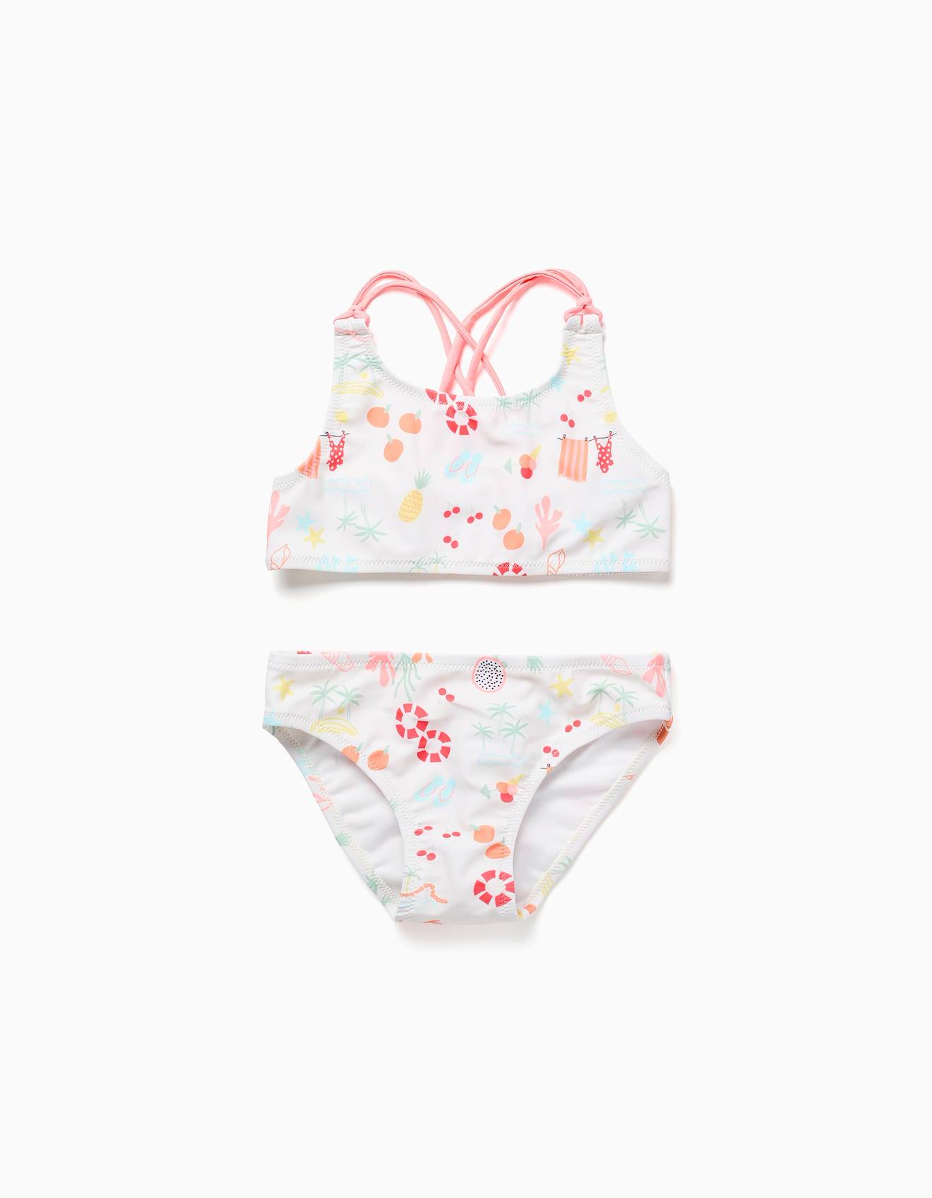 Maillot De Bain 2 Pices Avec Motif De Plage Et Doublure Blanc 20 €