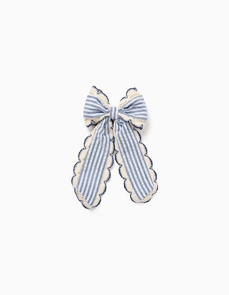 Fille-Barrette avec nœud à rayures avec bordure au crochet