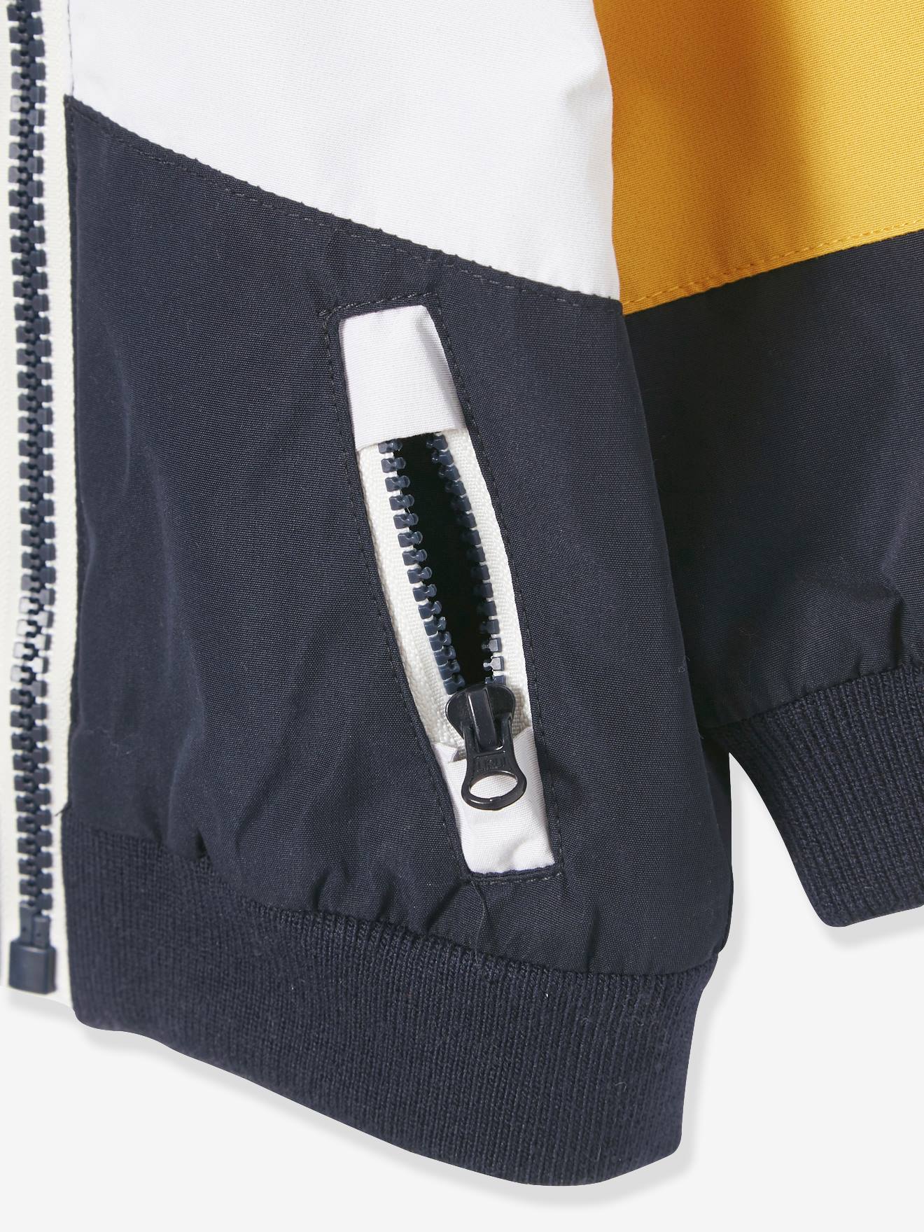 Blouson Coupe-vent Colorblock Garçon Vertbaudet - Déperlant, Capuche, Léger Pour Mi-saison
