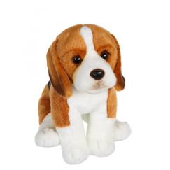 Jouet-Premier âge-Peluches-Peluche - peluche chiens réalistes assis, beagle 25 cm