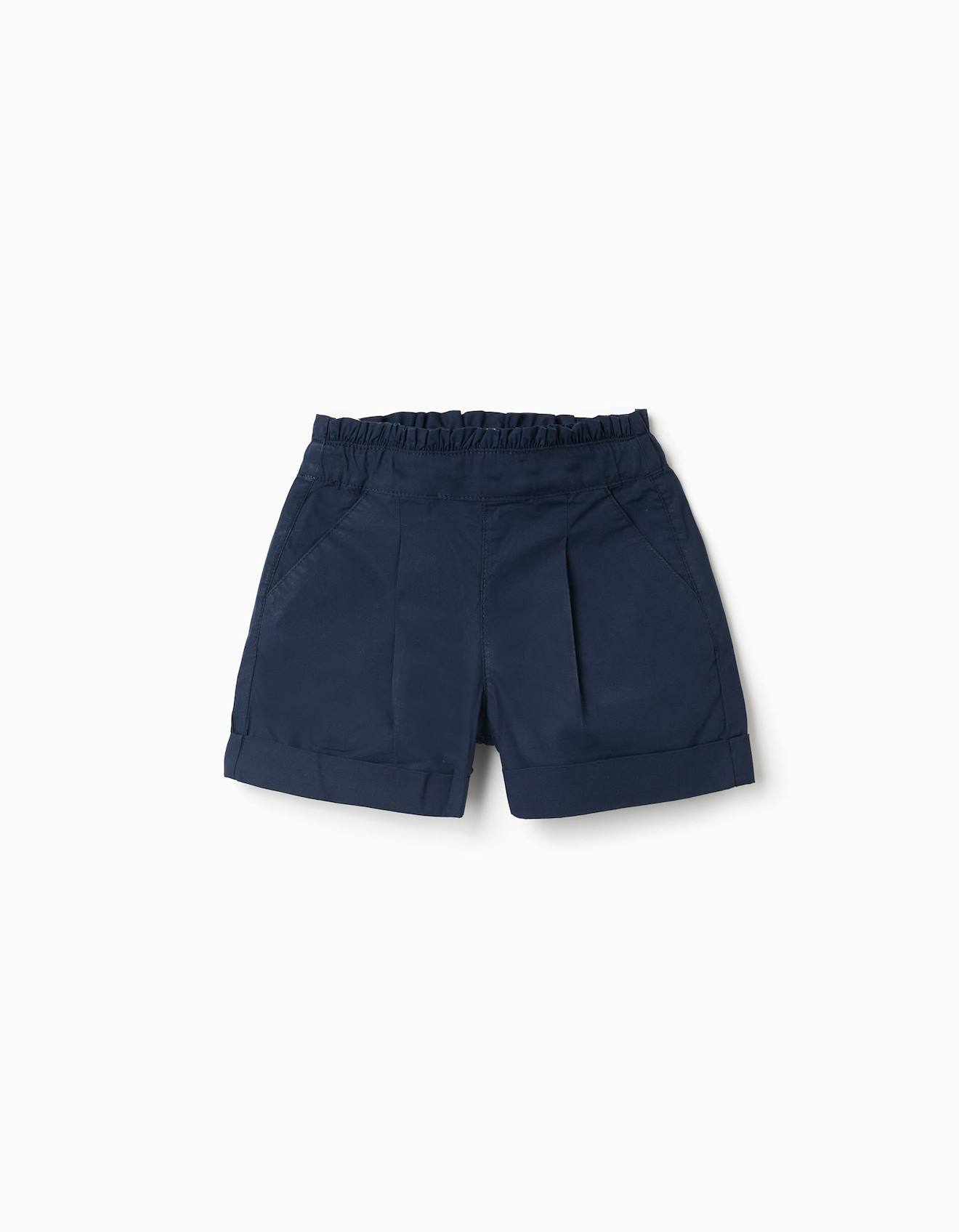 Short En Popeline Avec Taille Paperbag Et Plis Bleu Fonc 17 €