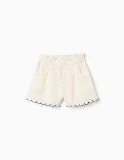 -Short en coton et lin avec taille paperbag