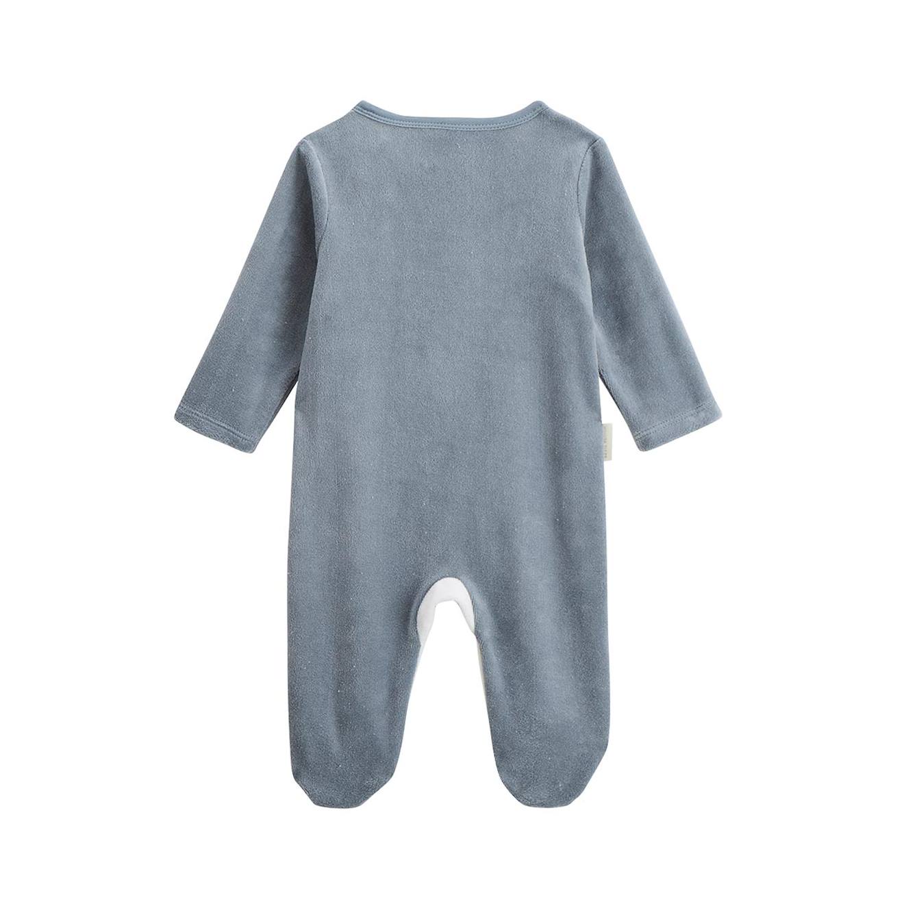 Pyjama Bébé En Velours Ouverture Zippée Rêverie Bleu (Petit Beguin) - Image 2