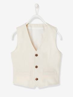 -Veste garçon cérémonie sans manches en coton/ lin