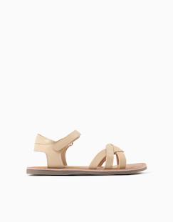 Chaussures-Sandales en cuir avec brides tressées et maintien du talon