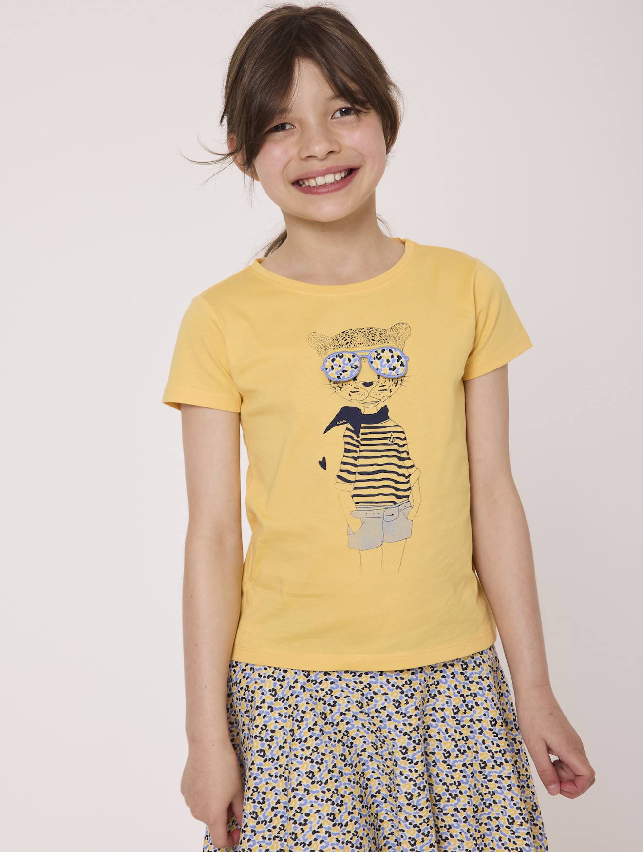 T-shirt Manches Courtes 100% Coton Fille Jaune