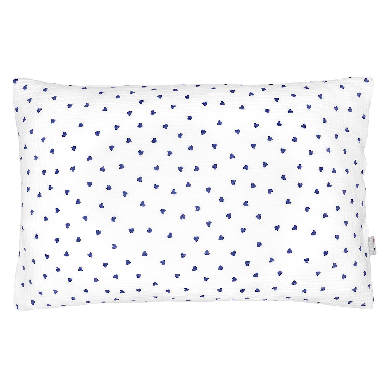 Taie D'oreiller En Gaze De Coton Réversible Lovio Bleu