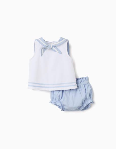 Bébé-Ensemble-Blouse sans manches + bloomer en coton