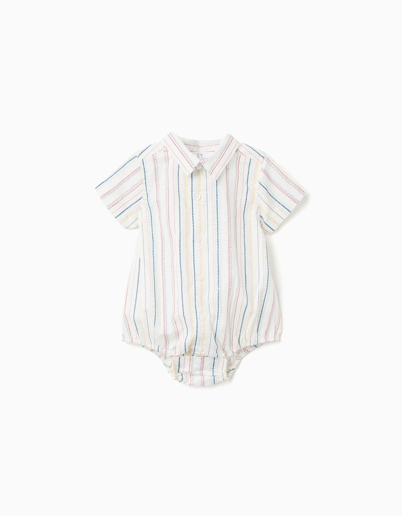 Body-chemise En Coton Rayures Ethniques Bs Blanc 17 €