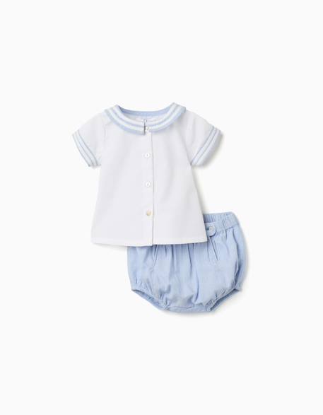 Bébé-Ensemble-Chemise à manches courtes + short en coton