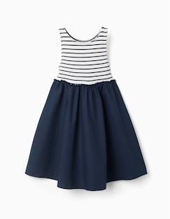 -Robe bi-matière sans manches à rayures