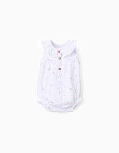 -Barboteuse en coton avec motif et volants