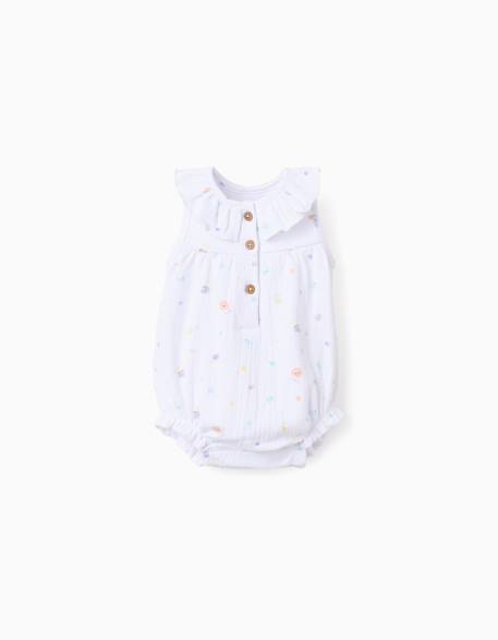 Bébé-Barboteuse en coton avec motif et volants